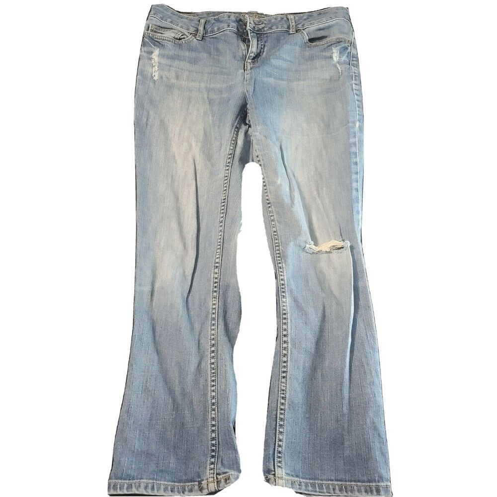 Simply Vera Vera Wang Womens Distressed Jeans Blue Size 10 Cotton Blend Stretch